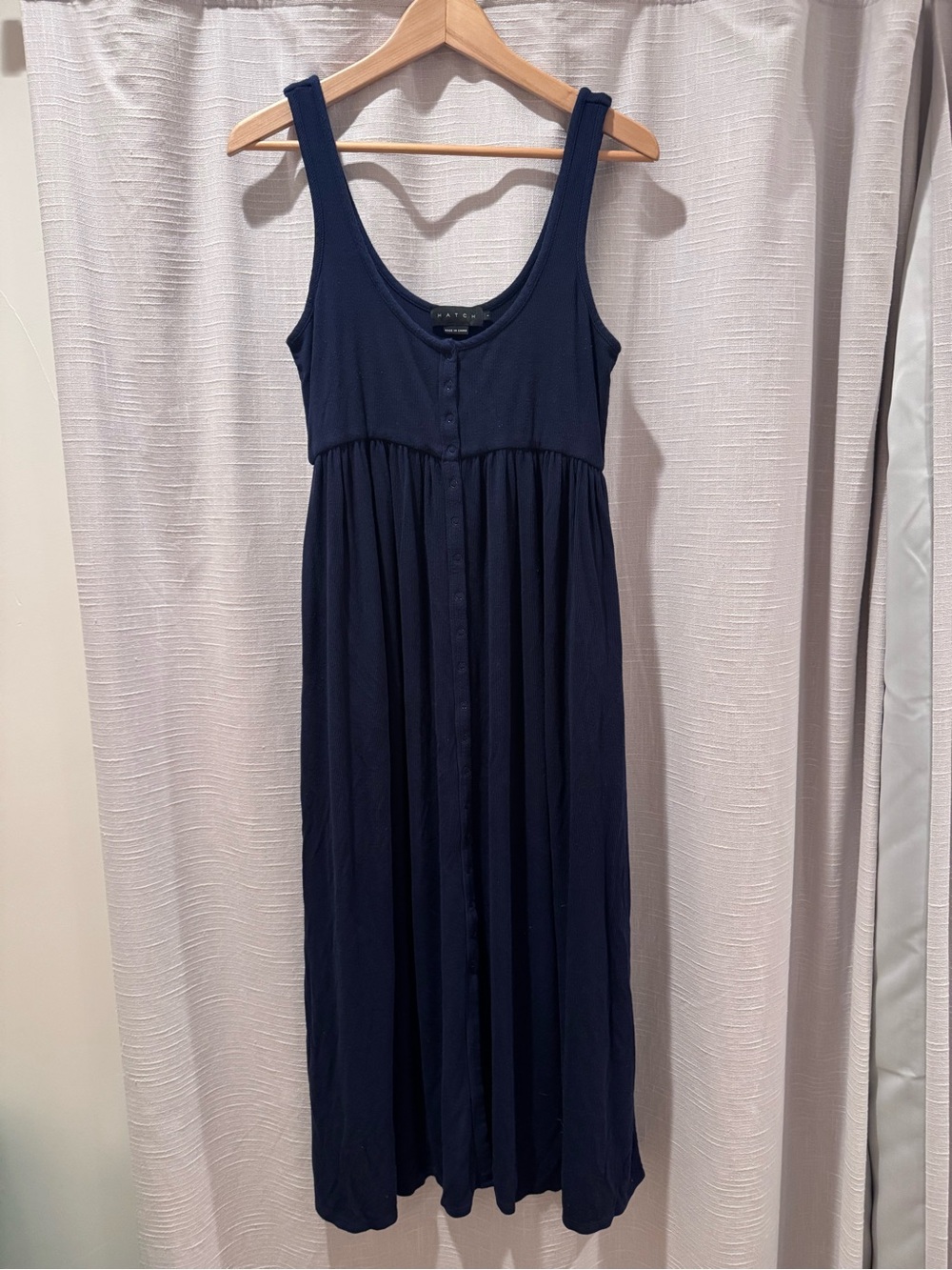 Hatch Navy Button-Front Scoop Neck Maxi Dress - nursing or maternity style